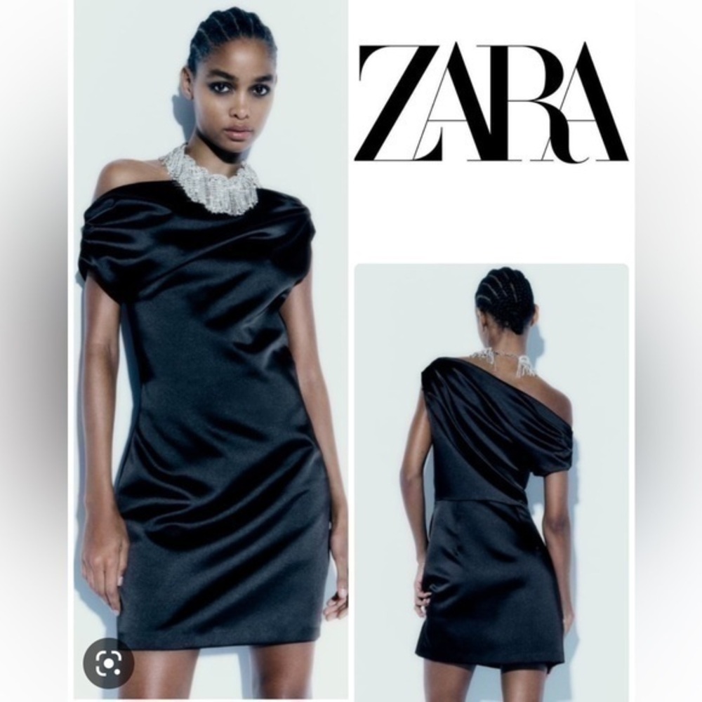 Zara NWT asymmetric black mini dress 8342/227